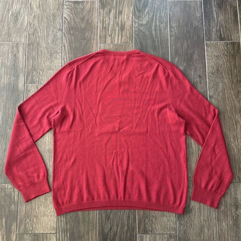 Banana Republic Sweater Men Large Silk Cashmere V-Neck Red Lightweight Knit